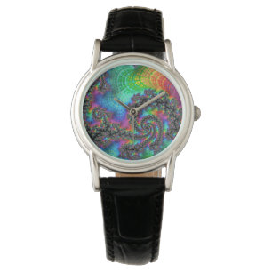 Trippy Hippie Psychedelic Rainbow Spiral Fractal Watch