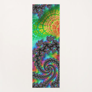 Trippy Hippie Psychedelic Rainbow Spiral Fractal Yoga Mat