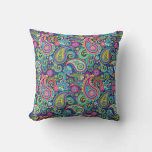 Trippy Hippy Paisley Throw Pillow