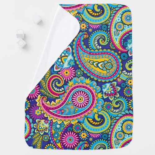 Trippy Hippy Retro Paisley Baby Blanket