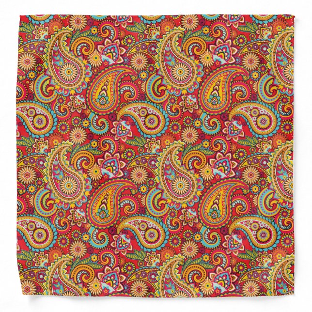 Trippy Hippy Retro Paisley Bandana (Front)