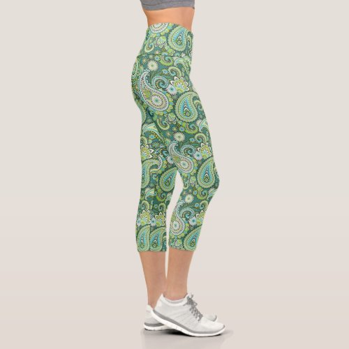 Trippy Hippy Retro Paisley Capri Leggings