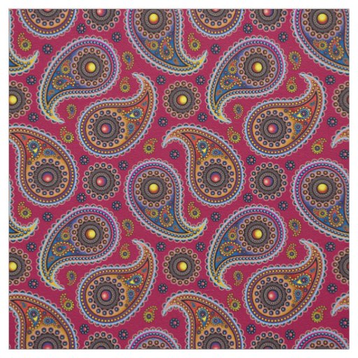 Trippy Hippy Retro Paisley Fabric
