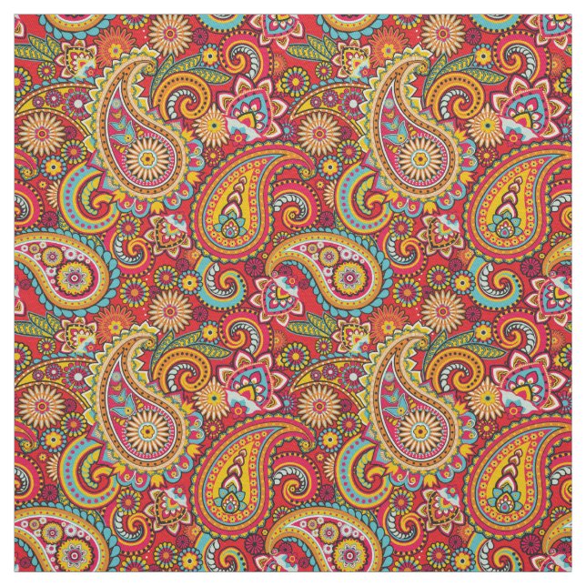 Trippy Hippy Retro Paisley Fabric (Swatch)