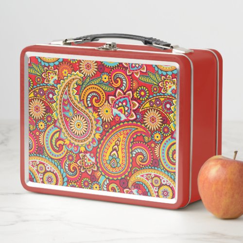 Trippy Hippy Retro Paisley Metal Lunch Box