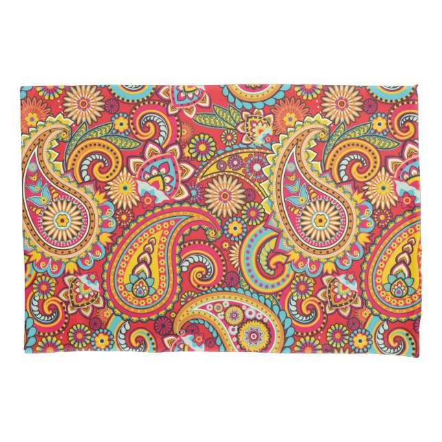 Trippy Hippy Retro Paisley Pillow Case (Front)