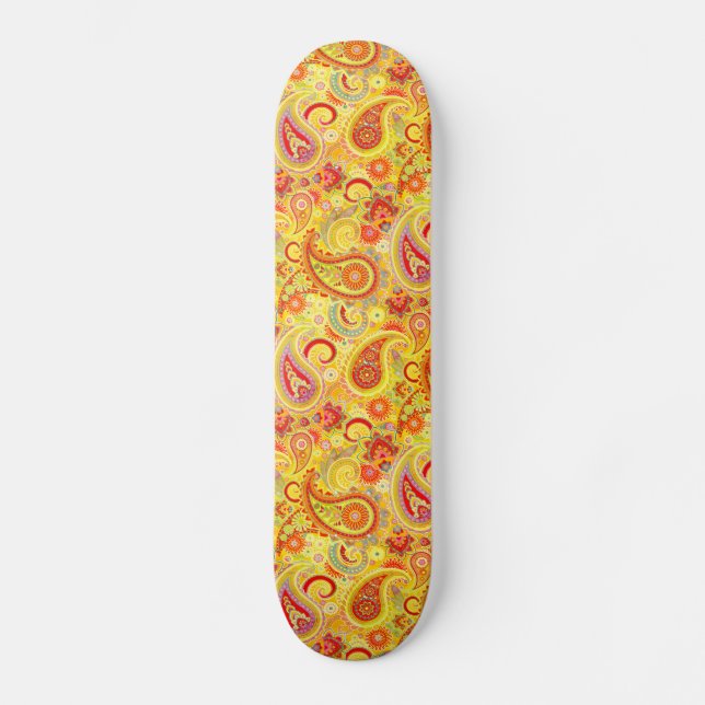Trippy Hippy Retro Paisley Skateboard (Front)