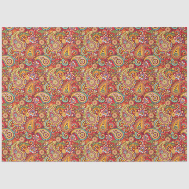 Trippy Hippy Retro Paisley Tissue Paper (Front)
