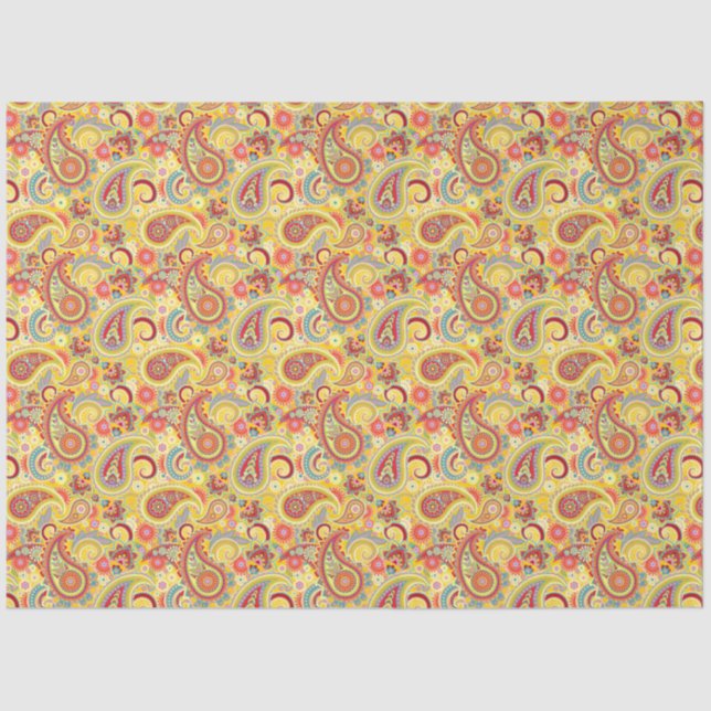 Trippy Hippy Retro Paisley Tissue Paper (Front)