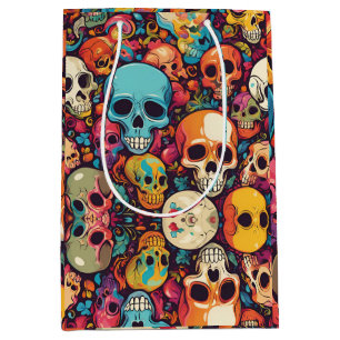 Trippy Hippy Skull Colorful Patterned Psychedelic Medium Gift Bag