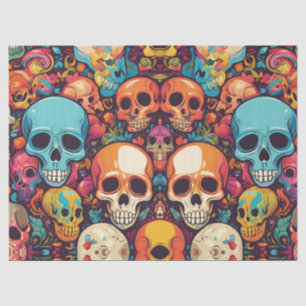 Trippy Hippy Skull Colorful Patterned Psychedelic Tissue Paper