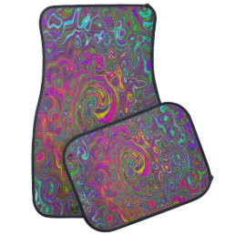 Trippy Hot Pink Abstract Retro Liquid Swirl Car Floor Mat