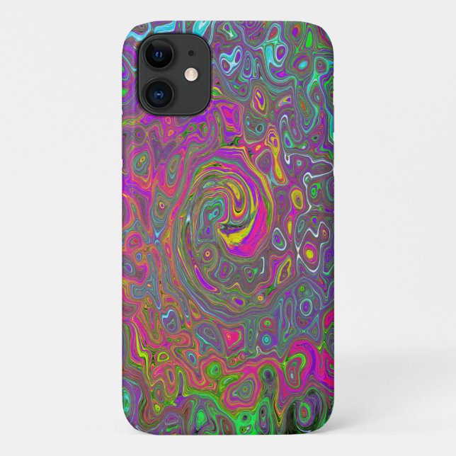 Trippy Hot Pink Abstract Retro Liquid Swirl Case-Mate iPhone Case (Back)