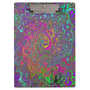 Trippy Hot Pink Abstract Retro Liquid Swirl Clipboard