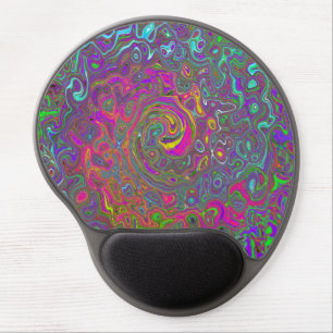 Trippy Hot Pink Abstract Retro Liquid Swirl Gel Mouse Pad