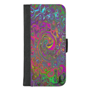 Trippy Hot Pink Abstract Retro Liquid Swirl iPhone 8/7 Plus Wallet Case