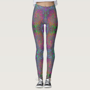 Trippy Hot Pink Abstract Retro Liquid Swirl Leggings