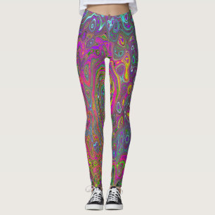 Trippy Hot Pink Abstract Retro Liquid Swirl Leggings