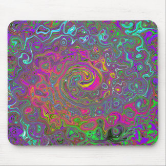 Trippy Hot Pink Abstract Retro Liquid Swirl Mouse Pad