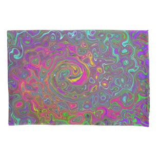 Trippy Hot Pink Abstract Retro Liquid Swirl Pillow Case