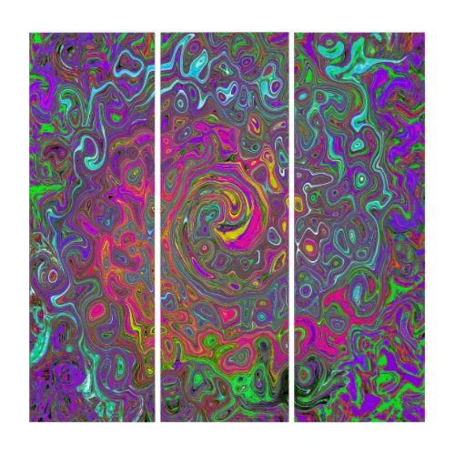 Trippy Hot Pink Abstract Retro Liquid Swirl Triptych