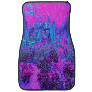 Trippy Hot Pink and Blue Impressionistic Landscape Car Floor Mat