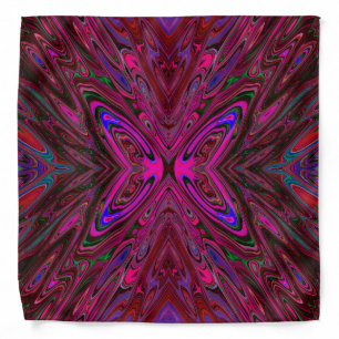 Trippy Hot Pink, Red and Blue Abstract Butterfly Bandana