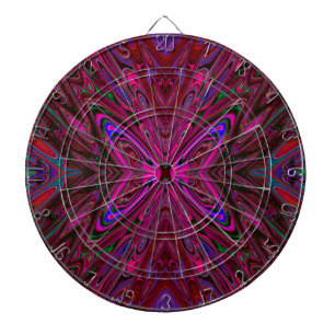 Trippy Hot Pink, Red and Blue Abstract Butterfly Dart Board