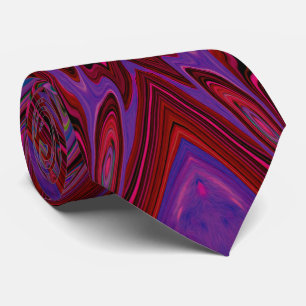 Trippy Hot Pink, Red and Blue Abstract Butterfly Neck Tie