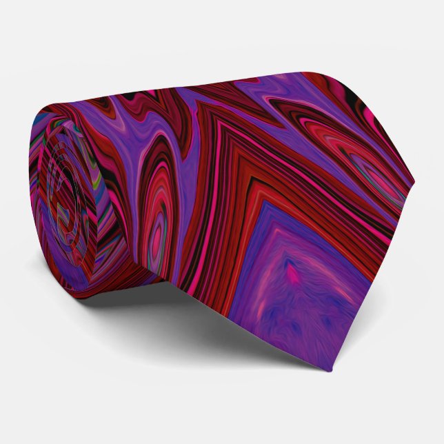 Trippy Hot Pink, Red and Blue Abstract Butterfly Neck Tie (Rolled)