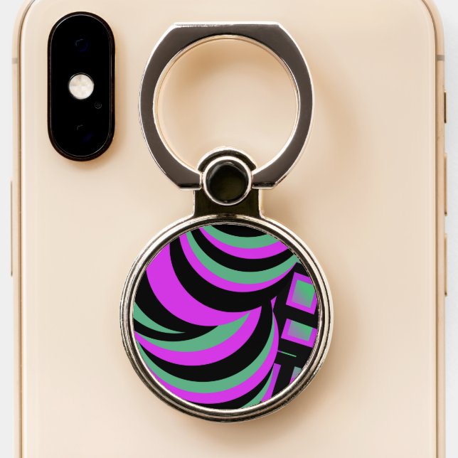 Trippy Hypnotic Tunnel Swirls Phone Ring Stand (Close Up)