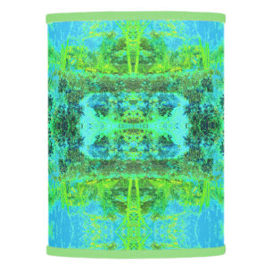 Trippy Lime Green and Blue Garden Landscape Lamp Shade