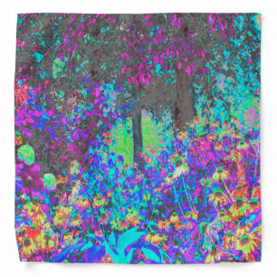 Trippy Lime Green and Purple Garden Sunrise Bandana