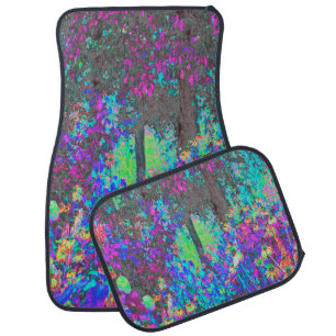 Trippy Lime Green and Purple Garden Sunrise Car Floor Mat
