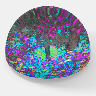 Trippy Lime Green and Purple Garden Sunrise Paperweight