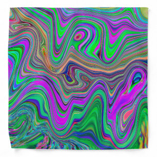 Trippy Lime Green and Purple Waves of Color Bandana
