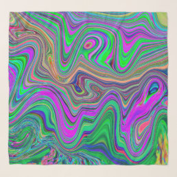 Trippy Lime Green and Purple Waves of Color Scarf