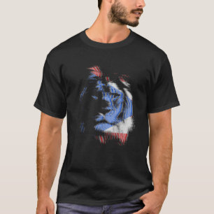 Trippy lion EDM raves techno Puerto Rico Rican fla T-Shirt