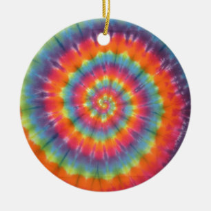 Trippy Little Swirl Tie Dye PhatDyes Ceramic Ornament