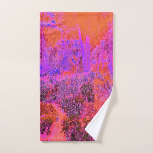 Trippy Magenta and Orange Impressionistic Garden Hand Towel