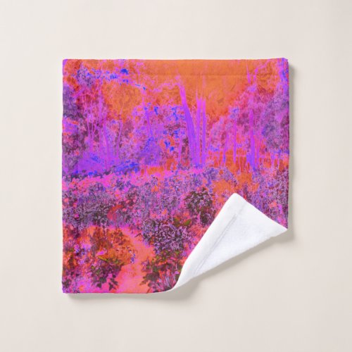 Trippy Magenta and Orange Impressionistic Garden Wash Cloth