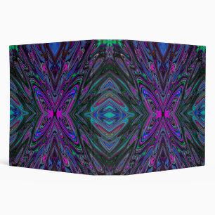 Trippy Magenta, Blue and Green Abstract Butterfly 3 Ring Binder