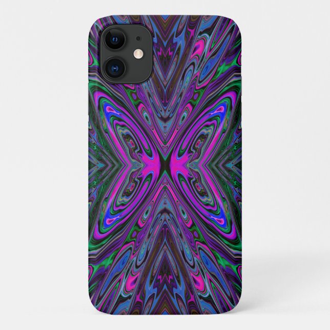 Trippy Magenta, Blue and Green Abstract Butterfly Case-Mate iPhone Case (Back)