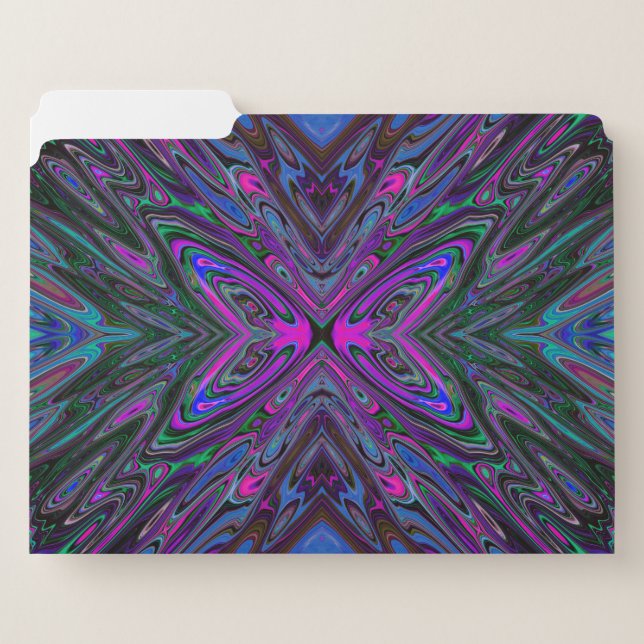 Trippy Magenta, Blue and Green Abstract Butterfly File Folder (Front Left)