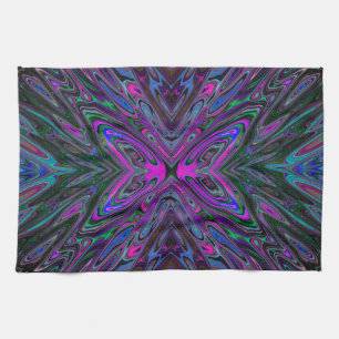 Trippy Magenta, Blue and Green Abstract Butterfly Kitchen Towel