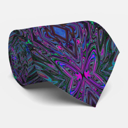 Trippy Magenta Blue and Green Abstract Butterfly Neck Tie