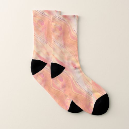 trippy marble swirl print peach pink socks