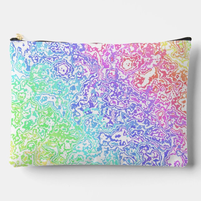 Trippy Maximalist Groovy Boho Bold Rainbow Marble Accessory Pouch (Front)