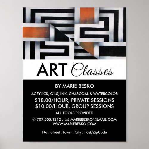 Trippy Maze Pattern Art Class Advertising Poster