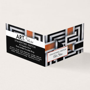 Trippy Maze Pattern, Art Supplies Store, Detailed Business Card
